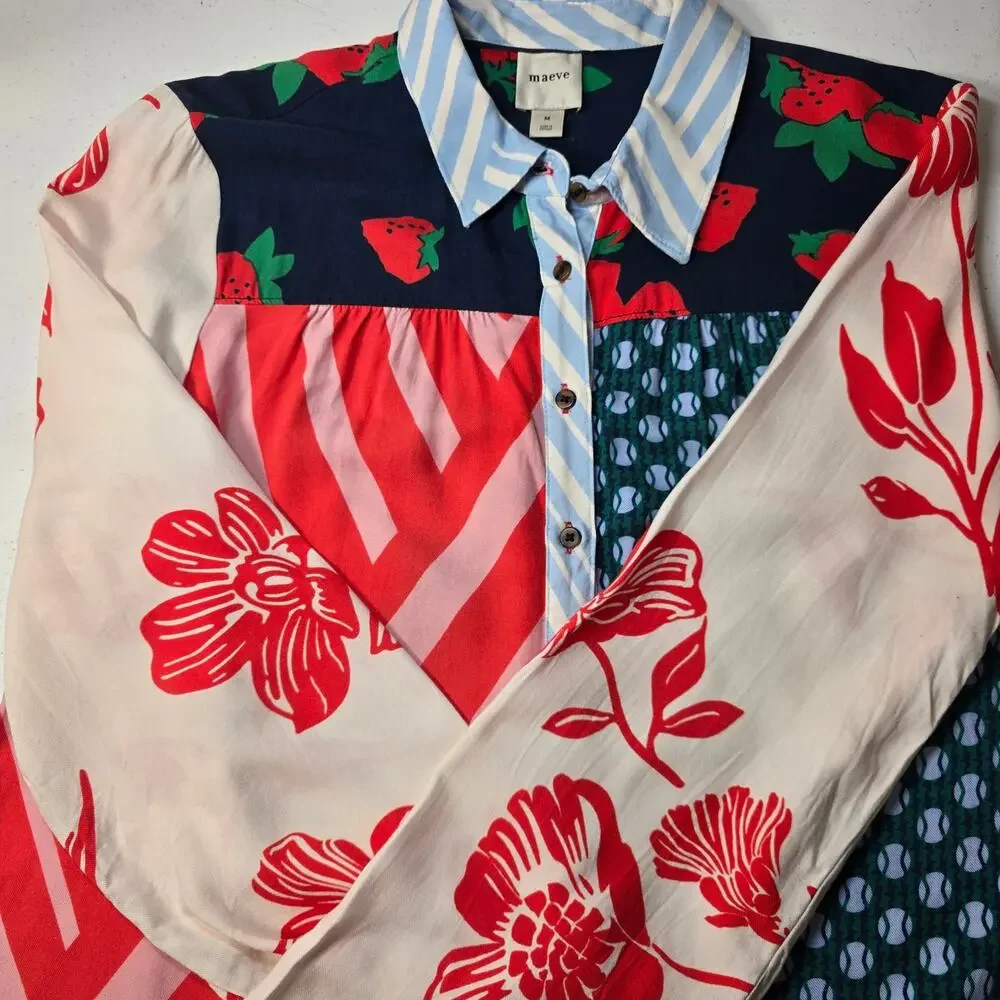 Anthropologie Maeve Paz Contrast Button-Down.  Size M. Retails $128 - Picture 10 of 12